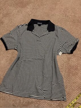 Lands' End Black & White Striped Polo Dress